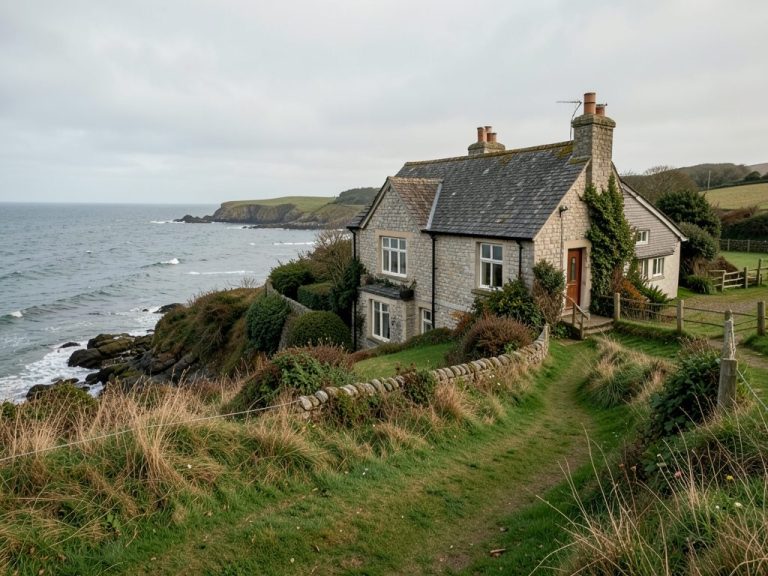 UK Coastal Cottage Getaway | Lea's Getaways Traditional British holiday cottage perched on coastal cliffs overlooking the sea, showcasing a scenic UK coastal getaway.